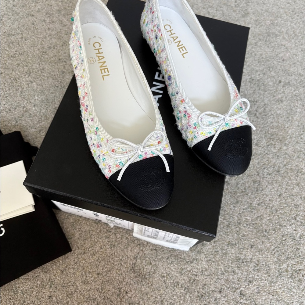 Chanel Women's Multicolor Tweed Ballet Flats